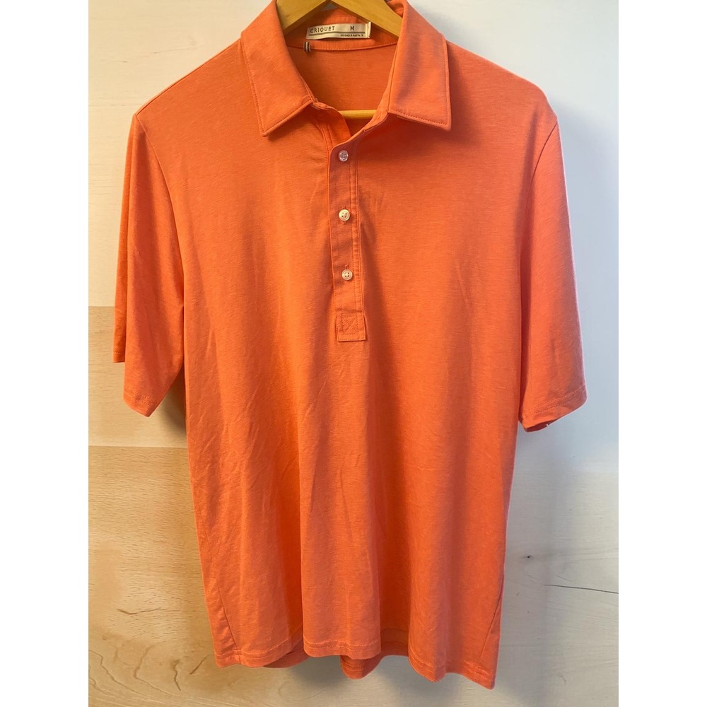 Criquet Top-Shelf Pima Cotton Blend Coral Orange Men's Size M Polo Shirt NWOT